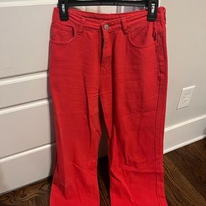 wide leg red jeans